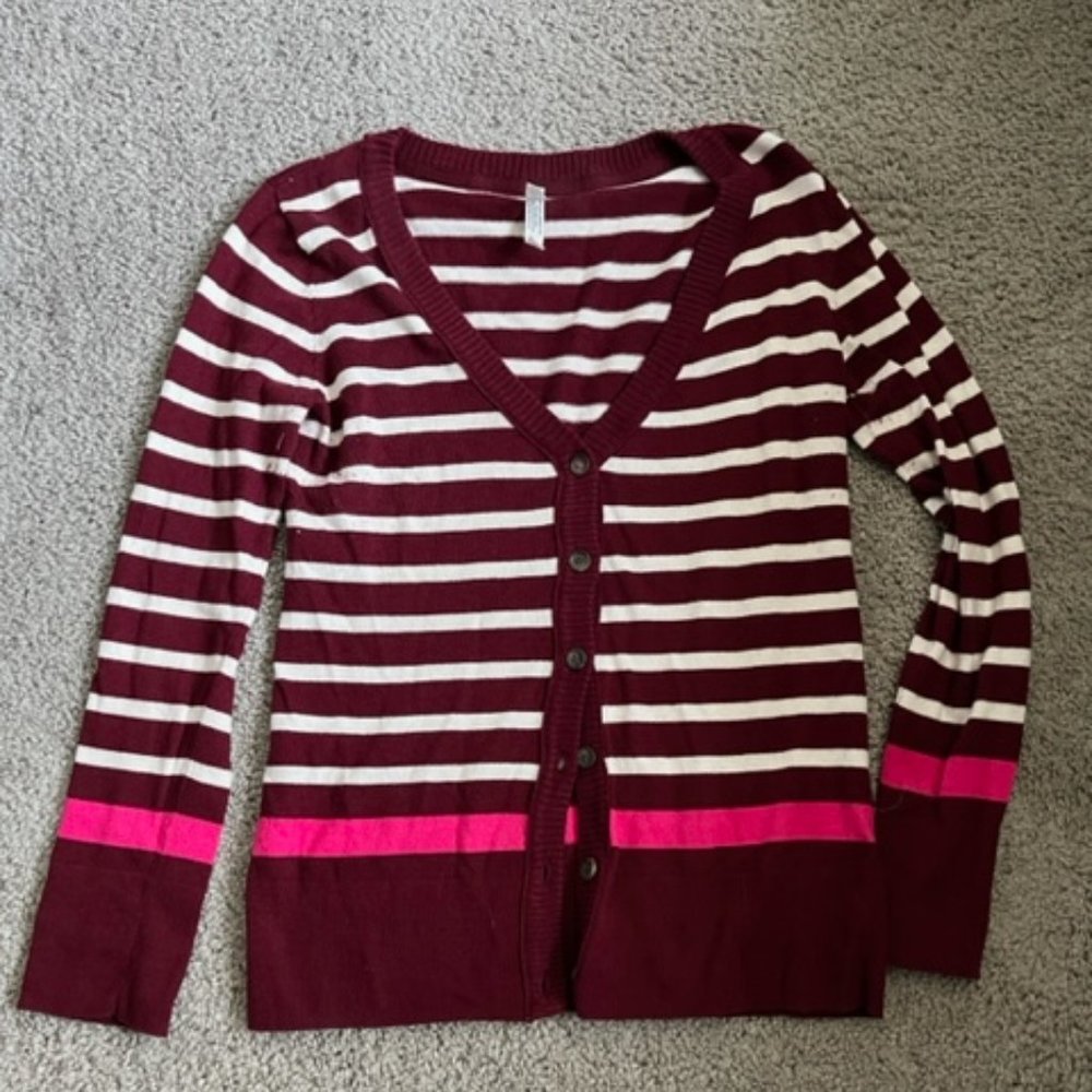 Aeropostale Striped Cardigan Sweater
